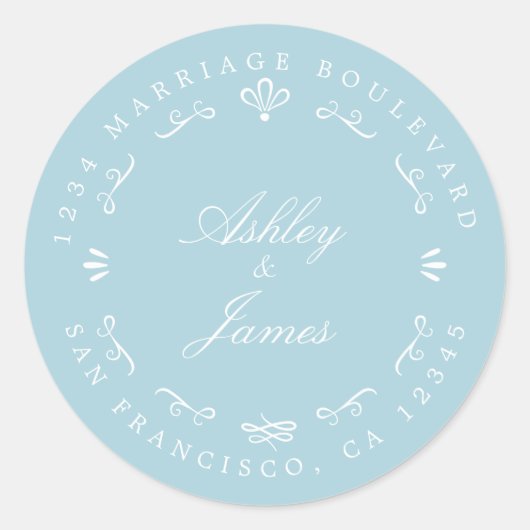 Sticker Rond Rustic Chic Future M. Mme Mariage Retour Adresse (Devant)