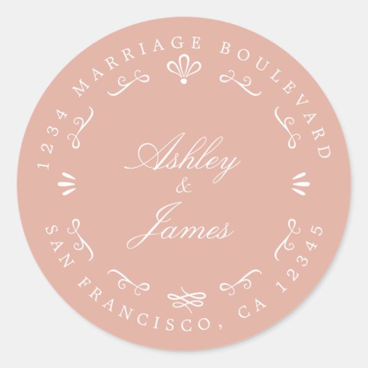 Sticker Rond Rustic Chic Future M. Mme Mariage Retour Adresse (Devant)