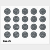 Sticker Rond Rustic Chic Mariage Adresse de retour off-Black (Feuille)