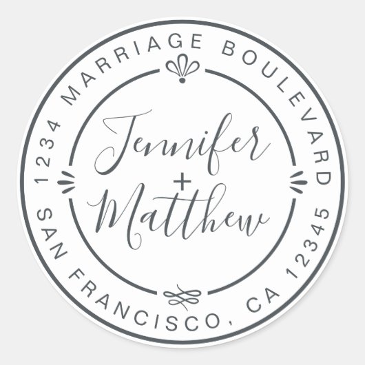 Sticker Rond Rustic Chic Mariage Monogramme Adresse de retour B (Devant)