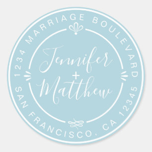 Sticker Rond Rustic Chic Mariage Monogramme Adresse de retour B