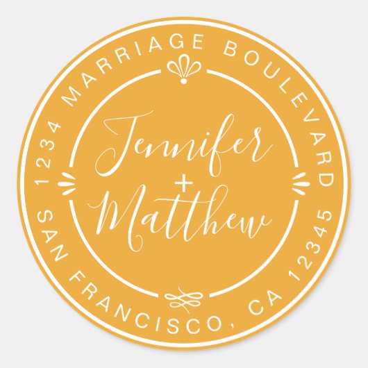 Sticker Rond Rustic Chic Mariage Monogramme Adresse de retour J (Devant)