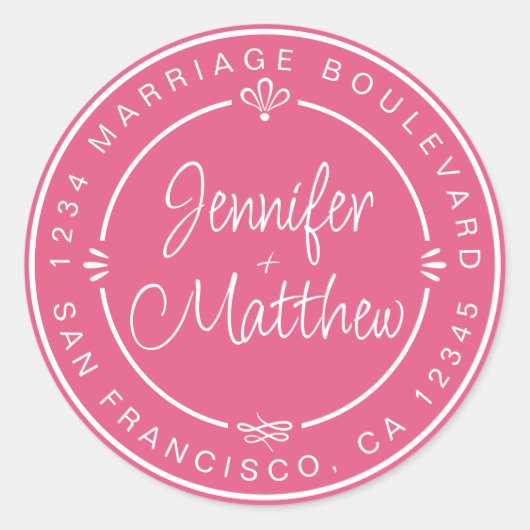 Sticker Rond Rustic Chic Mariage Monogramme Adresse de retour R (Devant)