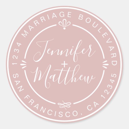 Sticker Rond Rustic Chic Mariage Monogramme Adresse de retour R (Devant)
