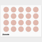 Sticker Rond Rustic Chic Mariage Retour Adresse Dusty Pink (Feuille)