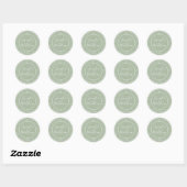 Sticker Rond Rustic Chic Mariage Retour Adresse Laurel Green (Feuille)