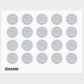 Sticker Rond Rustic Chic Mariage Retour Adresse Pastel Blue (Feuille)