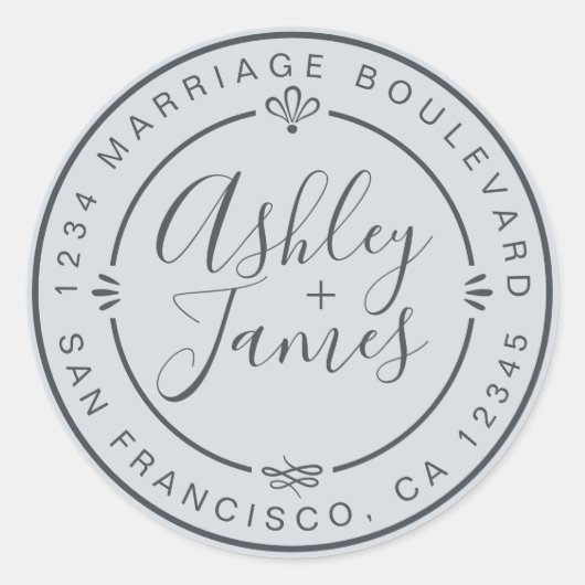 Sticker Rond Rustic Chic Mariage Retour Adresse Pastel Blue (Devant)