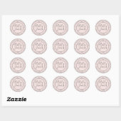 Sticker Rond Rustic Chic Mariage Retour Adresse Pastel Pink (Feuille)