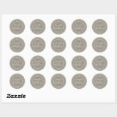 Sticker Rond Rustic Chic Monogrammes Noms Retourner Adresse Gre (Feuille)