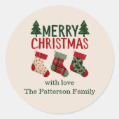 Sticker Rond Rustic Christmas Stockings Holiday (Devant)