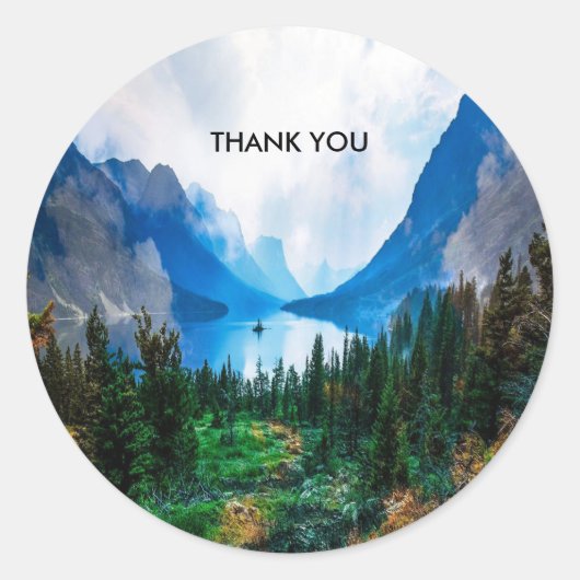 Sticker Rond Rustic Country Mountains Nature Pittoresque (Devant)