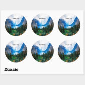 Sticker Rond Rustic Country Mountains Nature Pittoresque (Feuille)