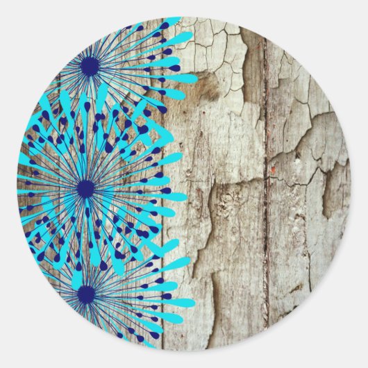Sticker Rond Rustic Country Old Barn Wood (Devant)
