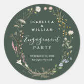 Sticker Rond Rustic Dark Green Boho Fleur sauvage (Devant)