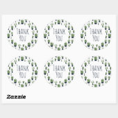 Sticker Rond Rustic Dark Green Cactus Desert Motif Merci (Feuille)