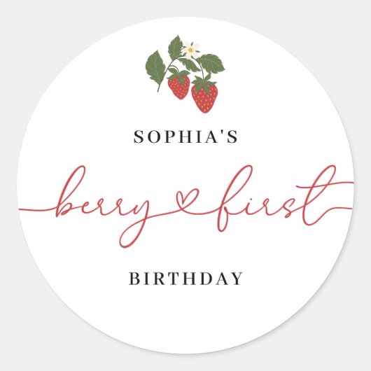 Sticker Rond Rustic Elegant Girl's Berry Premier anniversaire (Devant)