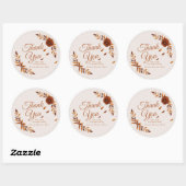 Sticker Rond Rustic Fall Leaves Beige Wedding Thank You (Feuille)