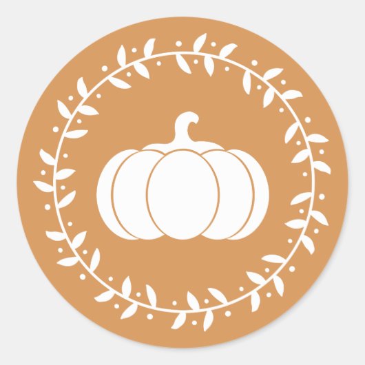Sticker Rond Rustic Fall White Citrouille & Wreath (Devant)