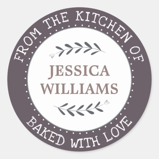 Sticker Rond Rustic Farmhouse cadeau de cuisson personnalisée (Devant)