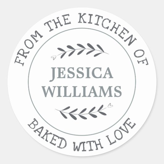 Sticker Rond Rustic Farmhouse cadeau de cuisson personnalisée (Devant)
