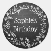 Sticker Rond Rustic Farmhouse Chalkboard Anniversaire de enfant (Devant)