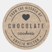 Sticker Rond Rustic Faux Kraft Bold De la cuisine de (Devant)