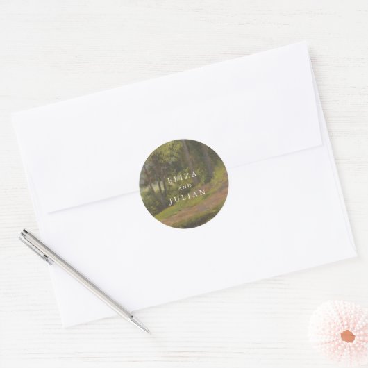 Sticker Rond Rustic Forest Elegant Wedding (Enveloppe)