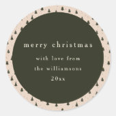 Sticker Rond Rustic Forest Green Noël Trees cadeau de (Devant)