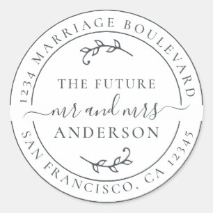 Sticker Rond Rustic Future M. Mme Black White Adresse de retour