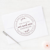 Sticker Rond Rustic Future M. Mme Burgundy Adresse de retour (Enveloppe)