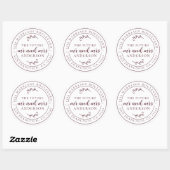 Sticker Rond Rustic Future M. Mme Burgundy Adresse de retour (Feuille)