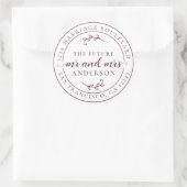Sticker Rond Rustic Future M. Mme Burgundy Adresse de retour (Sac)