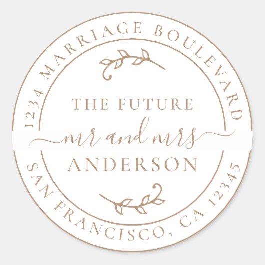 Sticker Rond Rustic Future M. Mme Coffee Retour Adresse (Devant)