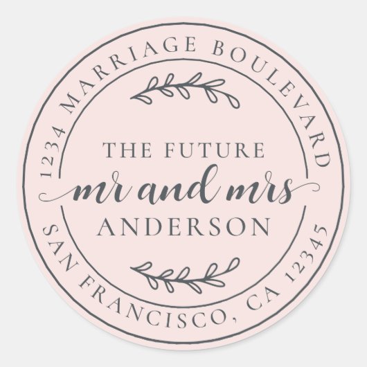 Sticker Rond Rustic Future M. Mme Pink Adresse de retour (Devant)
