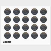 Sticker Rond Rustic Glam Marine Blue Gold Bride Groom (Feuille)