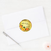 Sticker Rond Rustic Gold Glitter Roses Thank You Wedding  (Enveloppe)