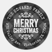 Sticker Rond Rustic Grey Buffalo Check Holiday Adresse de retou (Devant)