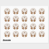 Sticker Rond Rustic Hare Bunnies With Names And Date Wedding (Feuille)