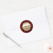 Sticker Rond Rustic Holiday Red Buffalo Plaid Gold Favreat (Enveloppe)