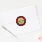 Sticker Rond Rustic Holiday Red Buffalo Plaid Gold Parties scin (Enveloppe)