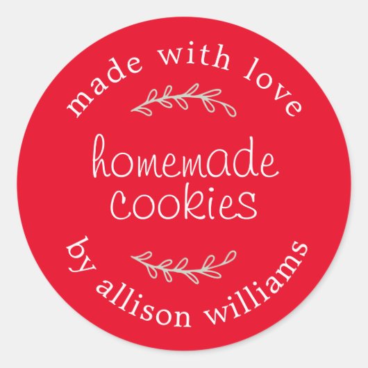 Sticker Rond Rustic Homemade Baked Goods Cookies Red (Devant)