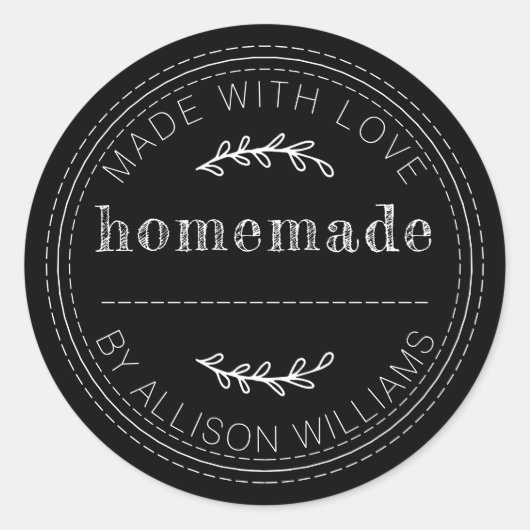 Sticker Rond Rustic Homemade Baked Goods Jam Can Black (Devant)