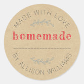 Sticker Rond Rustic Homemade Baked Goods Jam Can Kraft Paper (Devant)