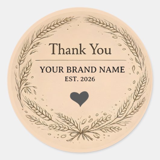 Sticker Rond Rustic Kraft Bakery Business Business Thank You (Devant)