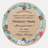 Sticker Rond Rustic kraft Christmas jam ingredient Label  (Devant)
