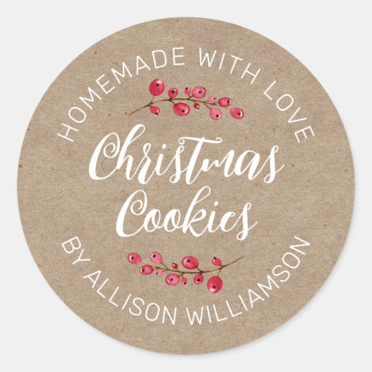 Sticker Rond Rustic Kraft Homemade Christmas Cookie (Devant)