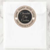 Sticker Rond Rustic Kraft Maison Cuite Avec Love Choco Cookies (Sac)