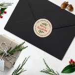 Sticker Rond Rustic Kraft Pine Branches Holiday Return Address<br><div class="desc">Add your return address with ease this Christmas with these simple yet very trendy stickers. The design is easy to personalize with your name and address andd more color options are available.</div>