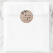Sticker Rond Rustic Laurel Leaf Merci Mariage (Sac)